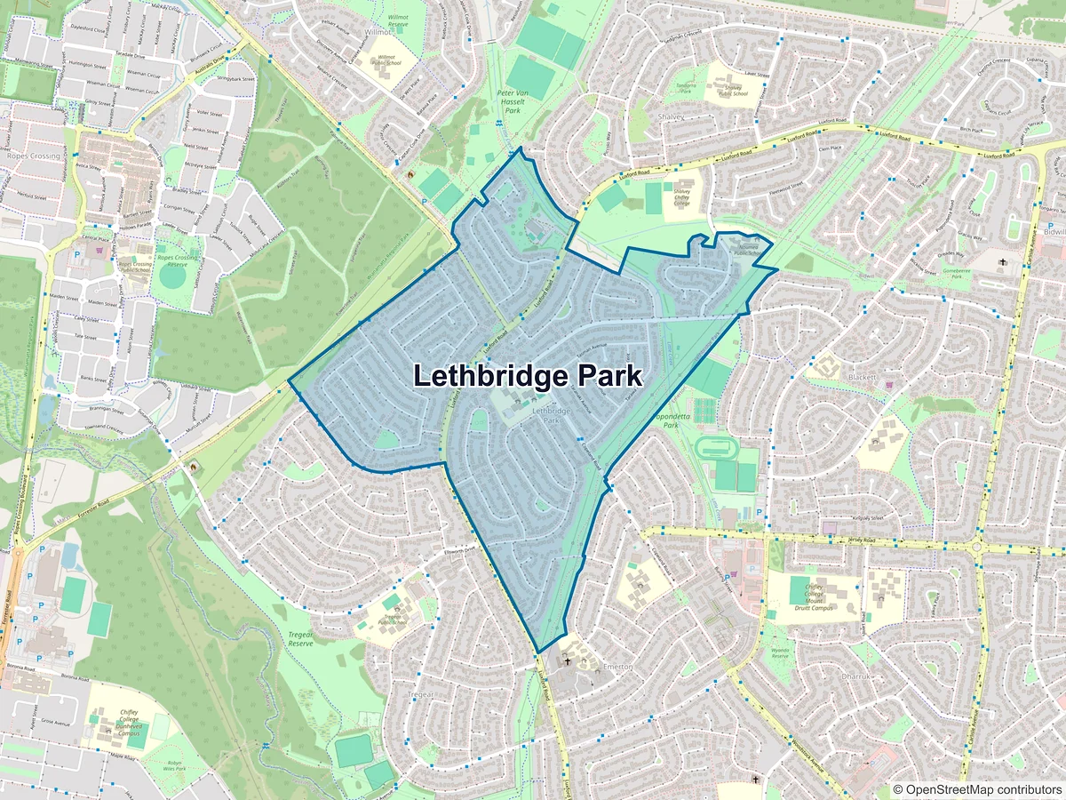 Map of Lethbridge Park, NSW, Australia