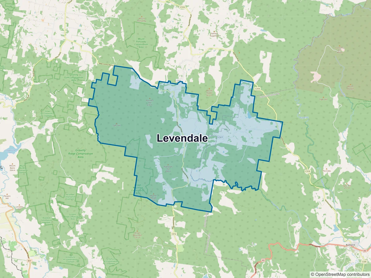Map of Levendale, TAS, Australia