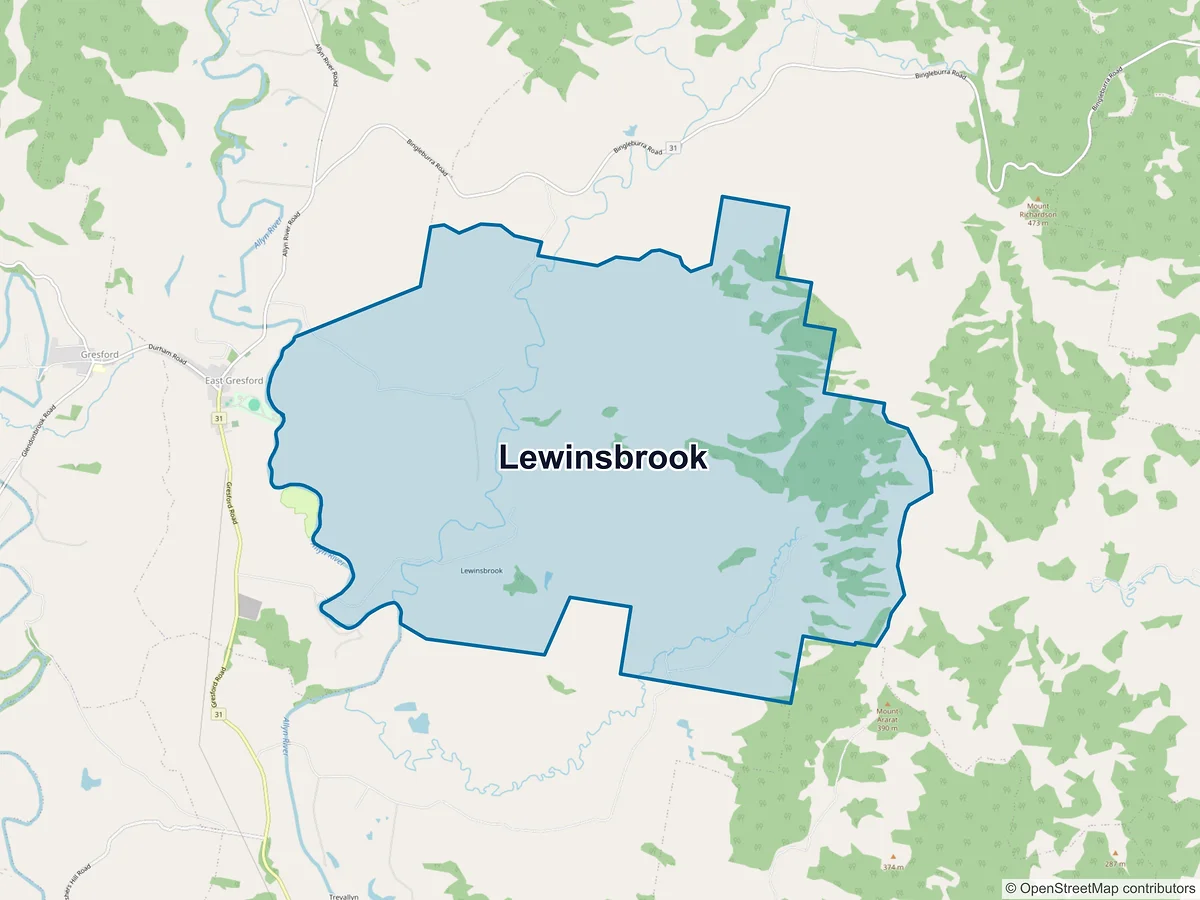 Map of Lewinsbrook, NSW, Australia