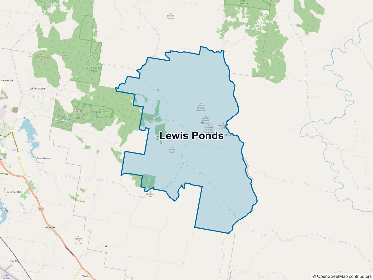 Map of Lewis Ponds, NSW, Australia