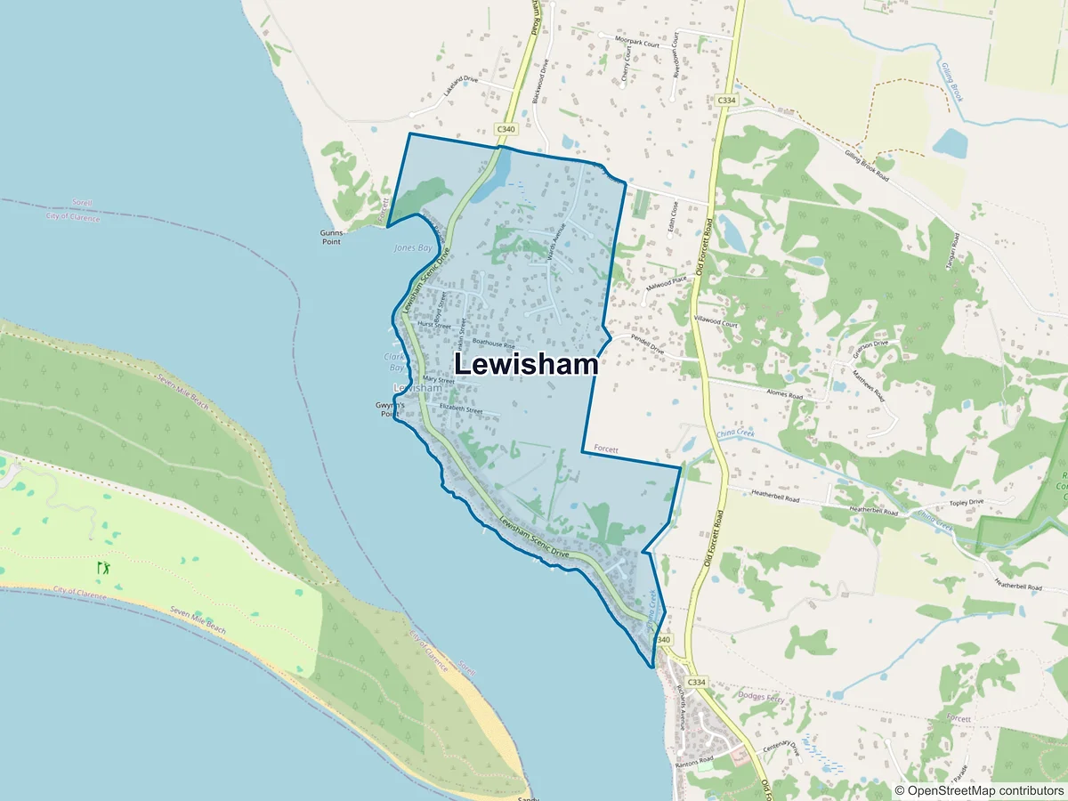 Map of Lewisham, TAS, Australia