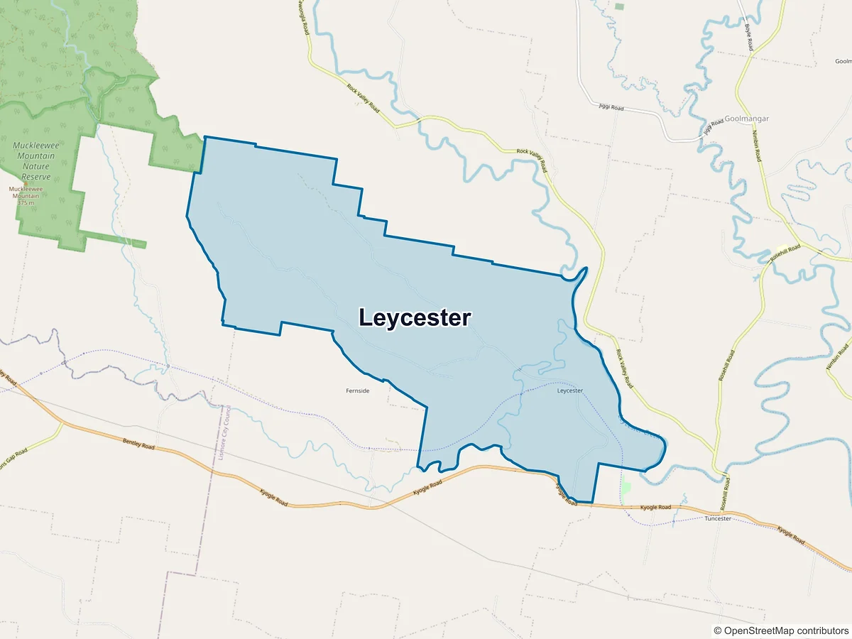 Map of Leycester, NSW, Australia