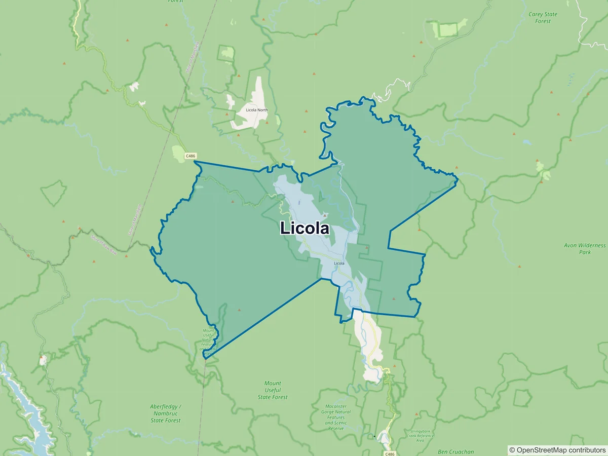 Map of Licola, VIC, Australia