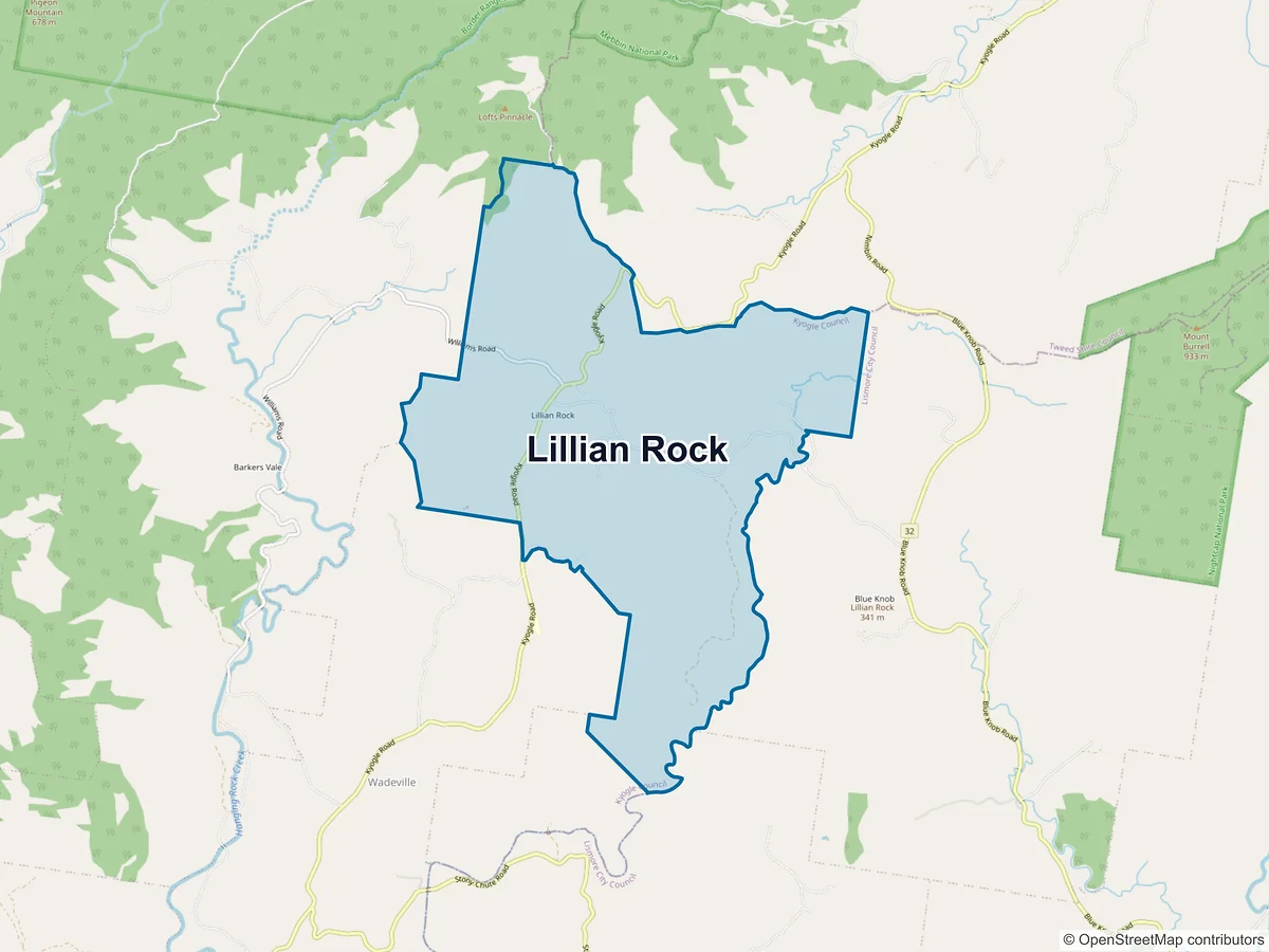 Map of Lillian Rock, NSW, Australia