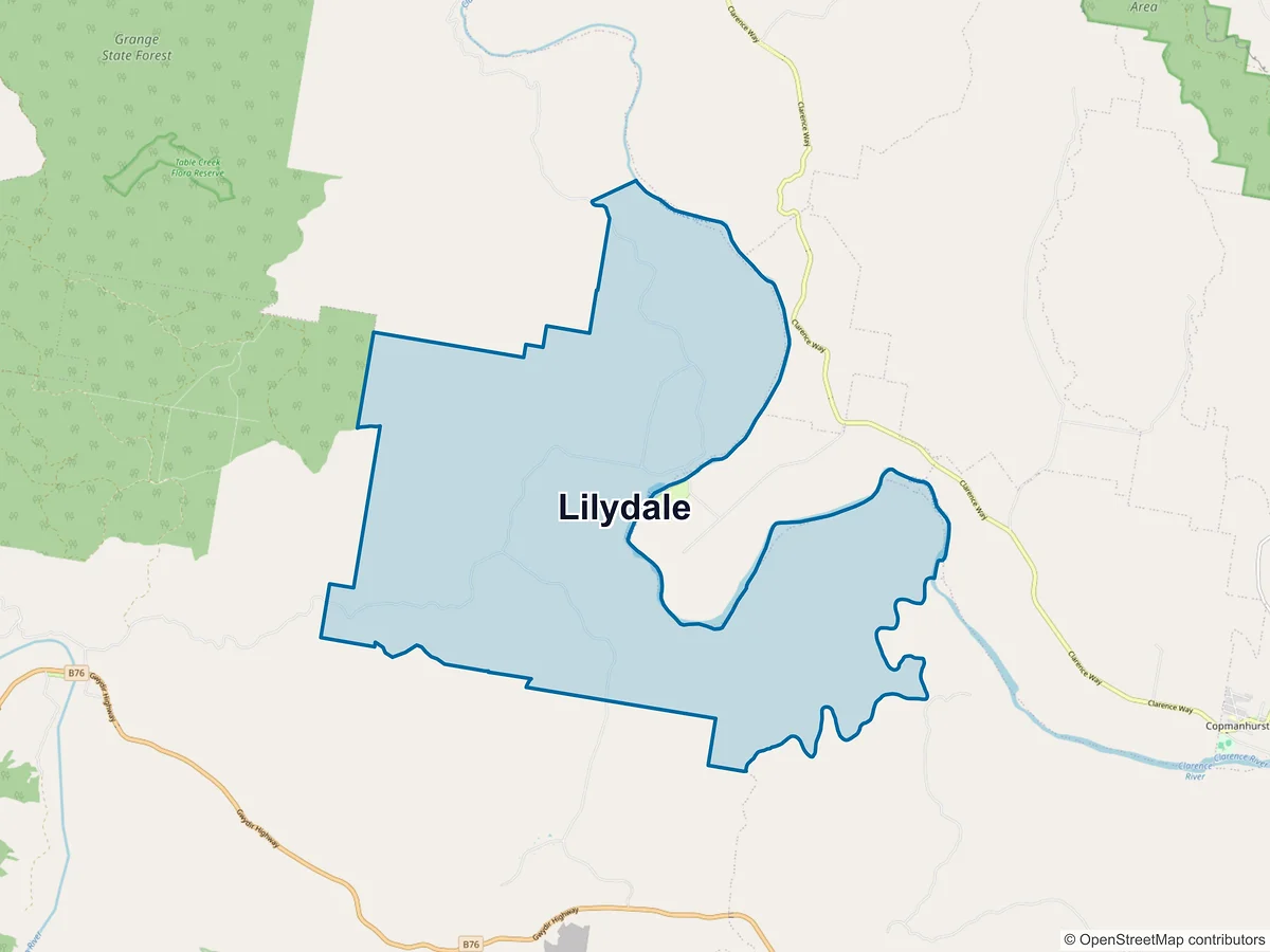 Map of Lilydale, NSW, Australia