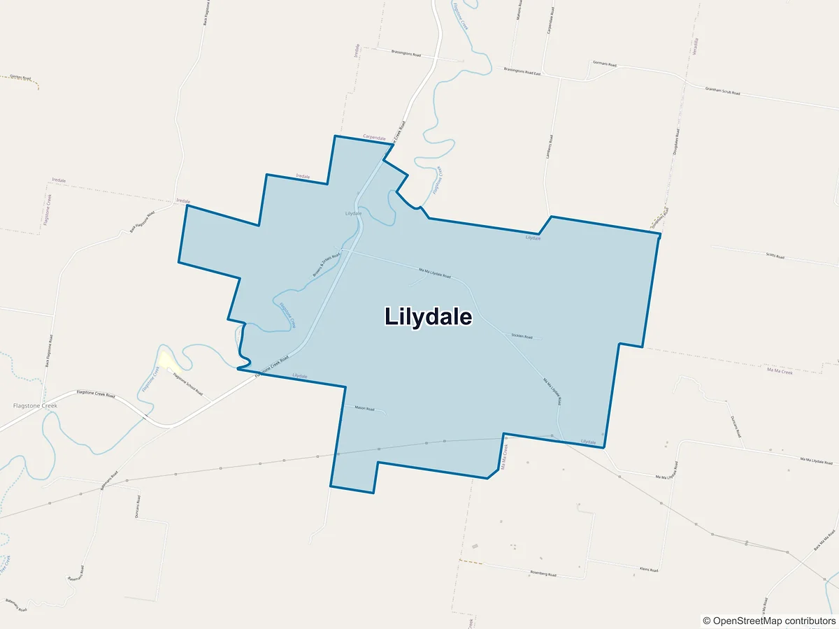 Map of Lilydale, QLD, Australia