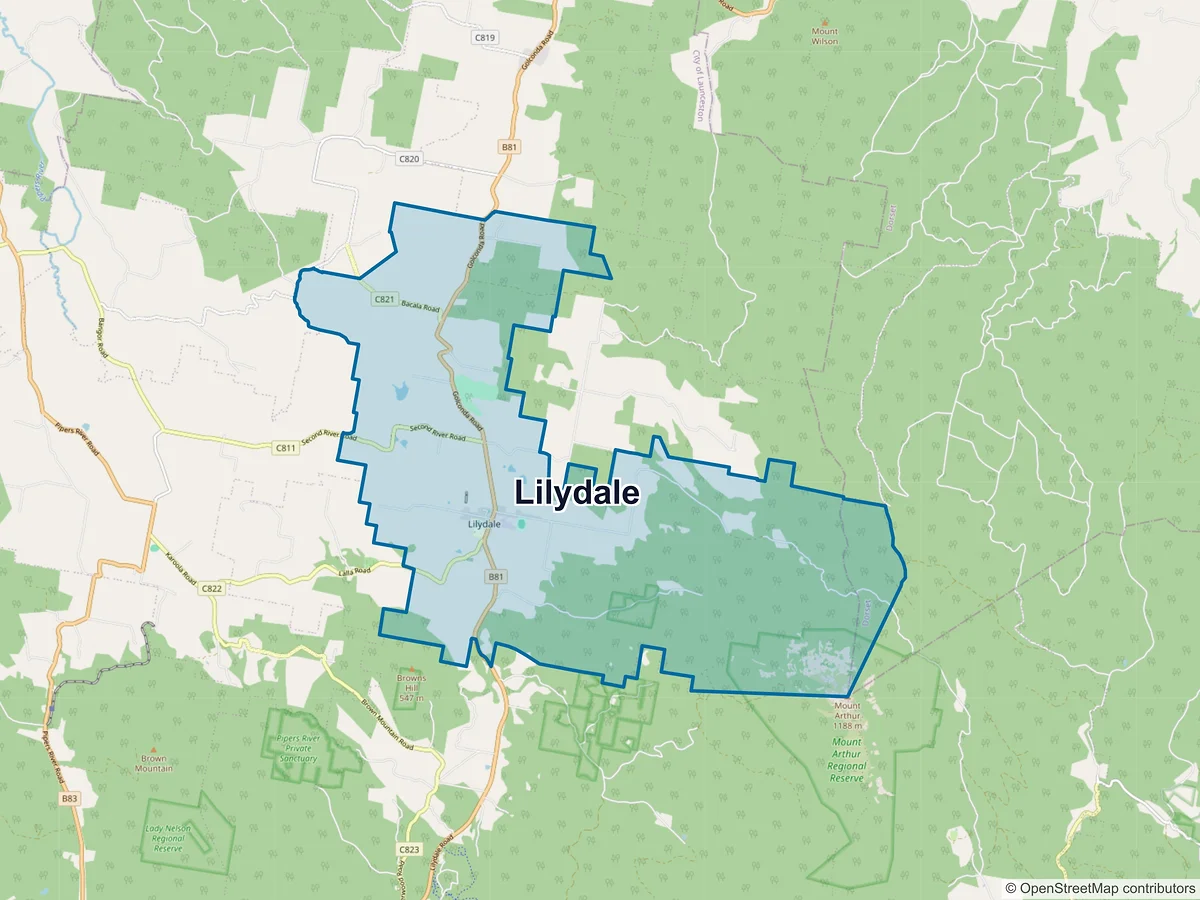 Map of Lilydale, TAS, Australia