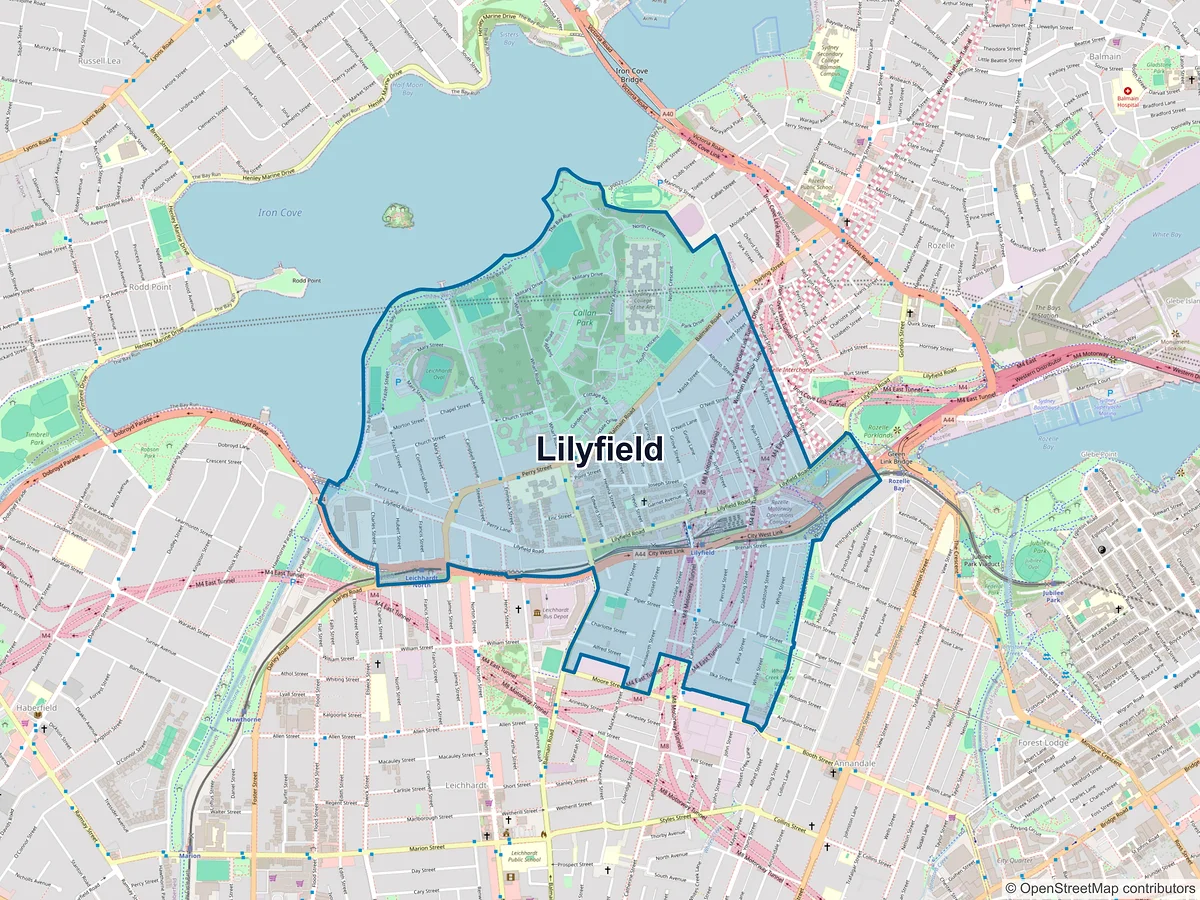Map of Lilyfield, NSW, Australia