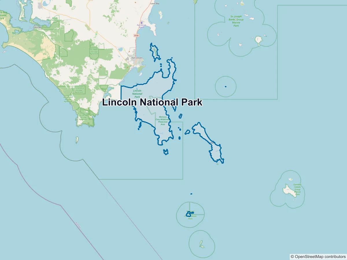Map of Lincoln National Park, SA, Australia