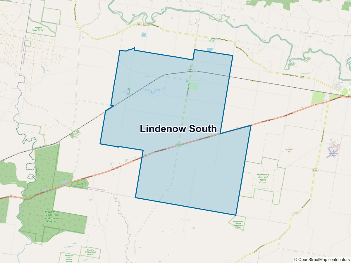 Map of Lindenow South, VIC, Australia