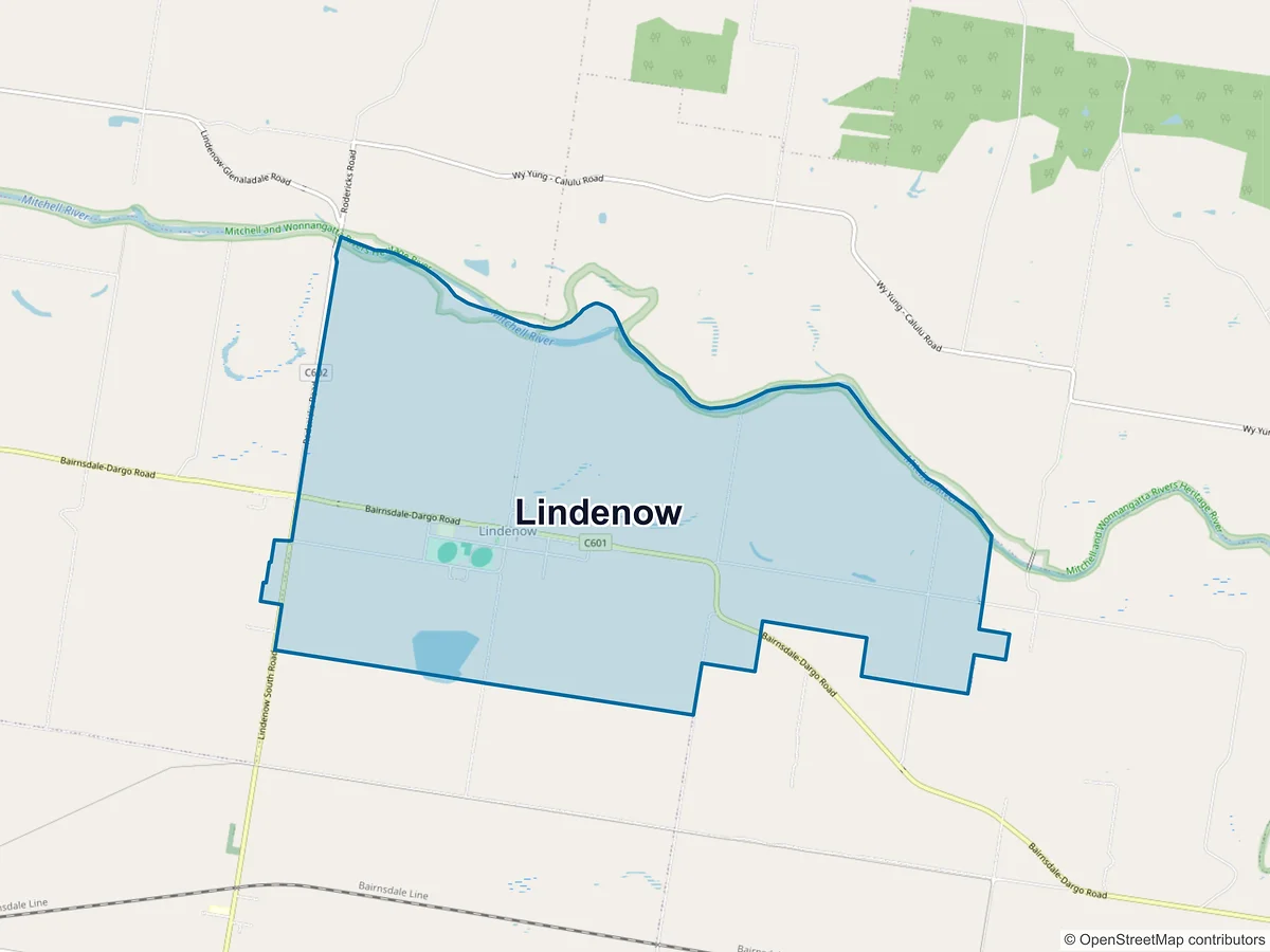 Map of Lindenow, VIC, Australia