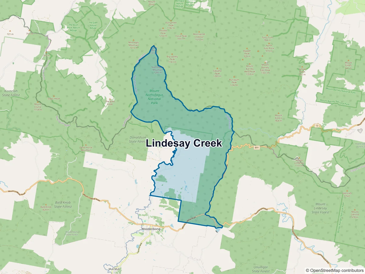 Map of Lindesay Creek, NSW, Australia