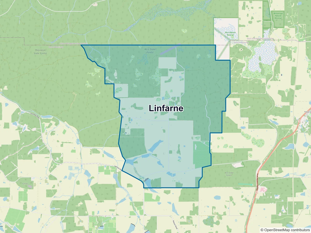 Map of Linfarne, WA, Australia