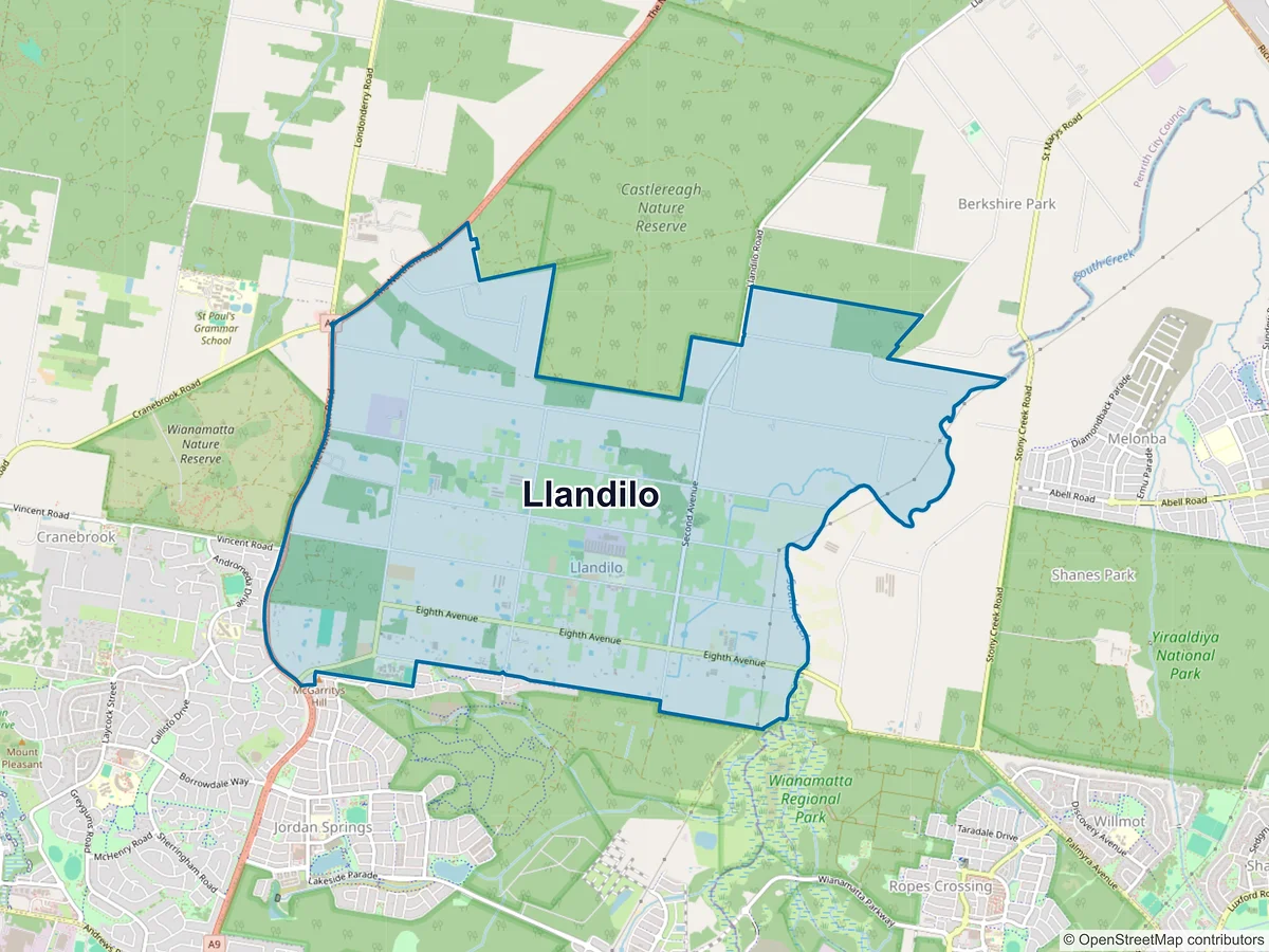 Map of Llandilo, NSW, Australia