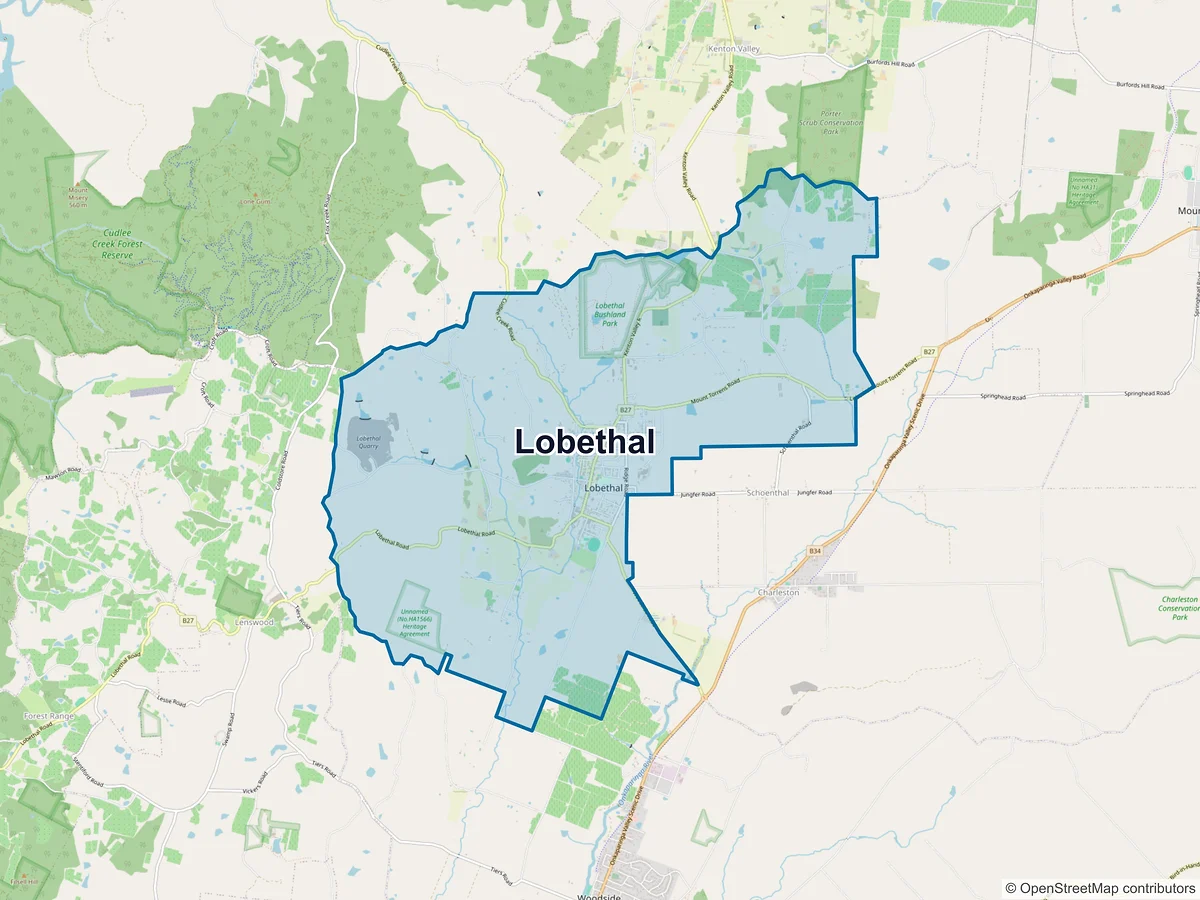 Map of Lobethal, SA, Australia