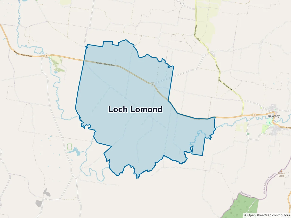 Map of Loch Lomond, QLD, Australia