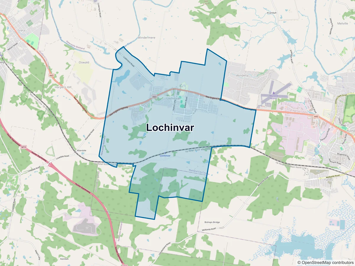 Map of Lochinvar, NSW, Australia