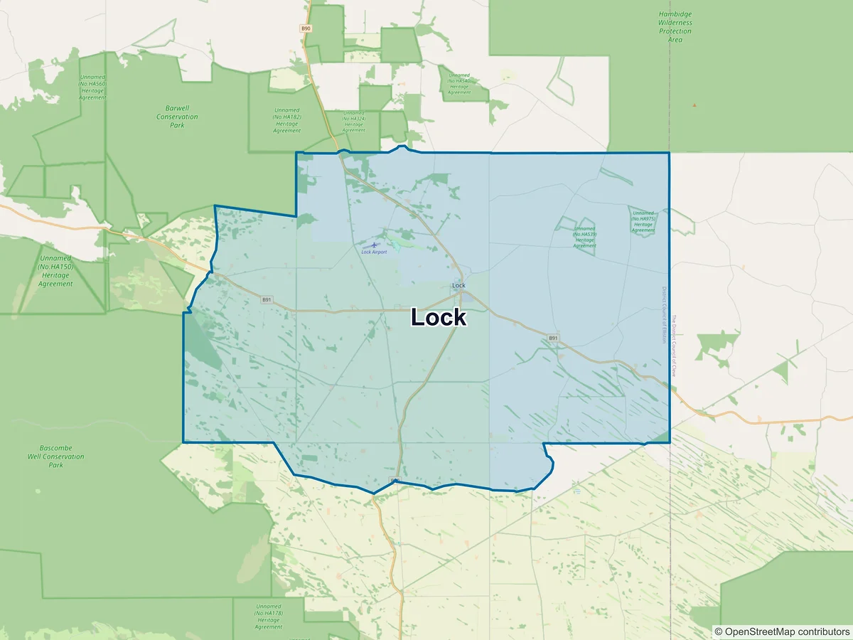 Map of Lock, SA, Australia