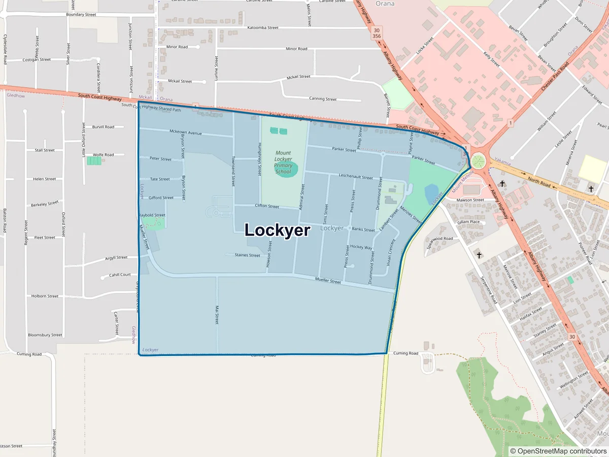 Map of Lockyer, WA, Australia