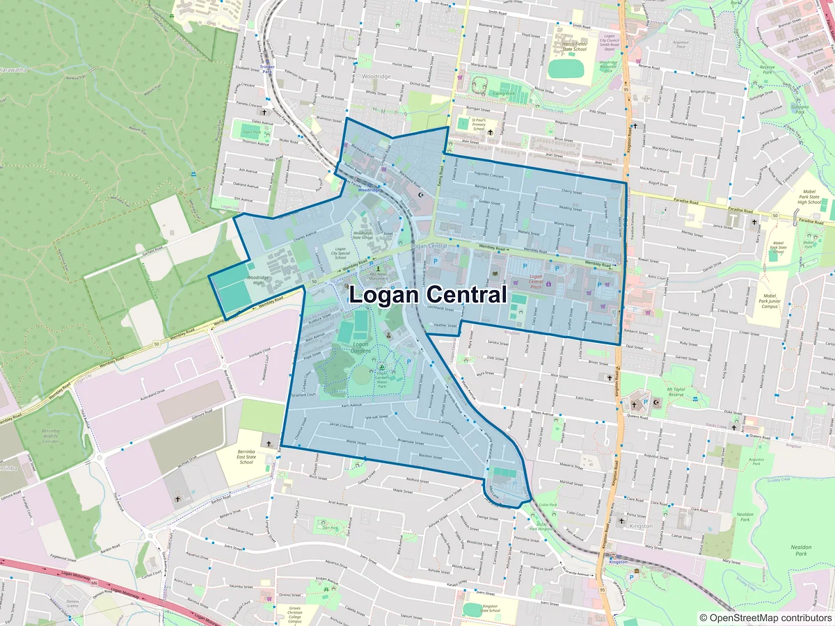 Map of Logan Central, QLD, Australia