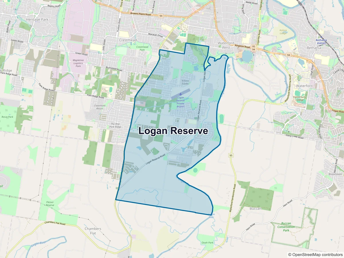 Map of Logan Reserve, QLD, Australia