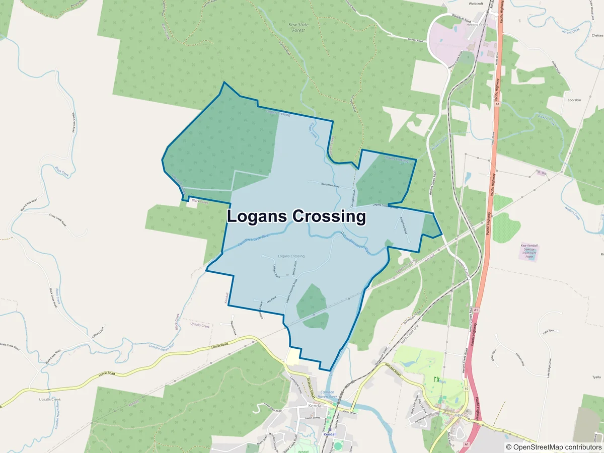 Map of Logans Crossing, NSW, Australia