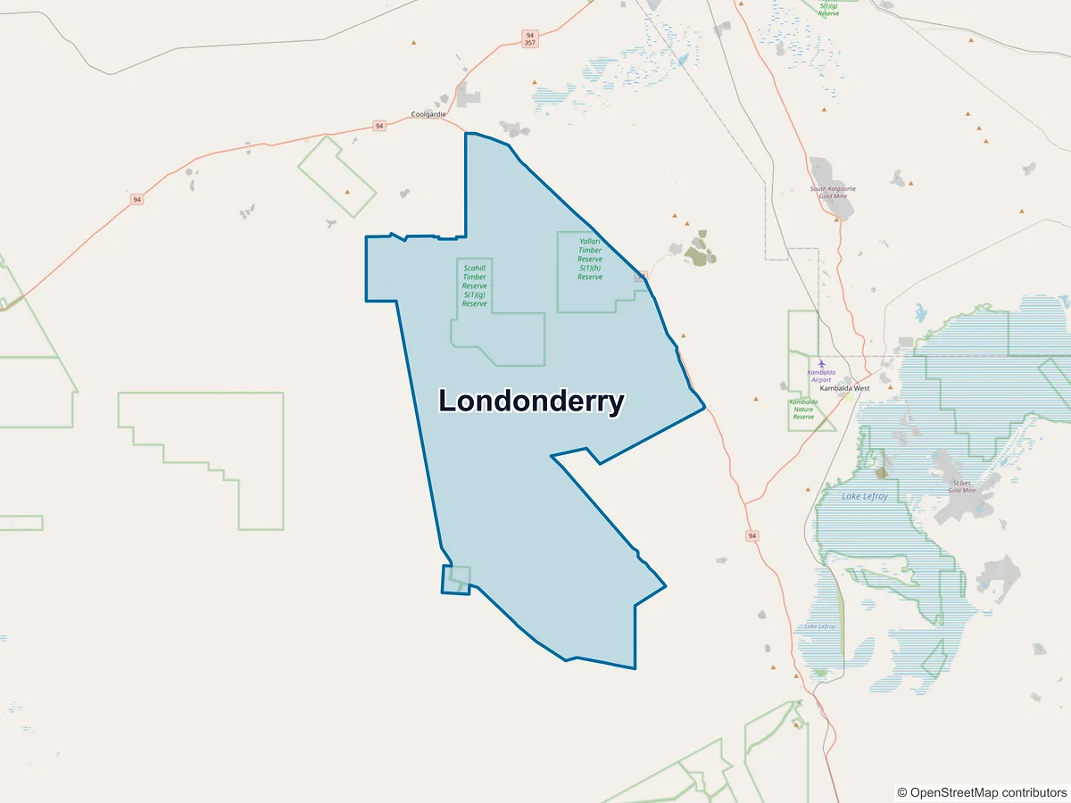 Map of Londonderry, WA, Australia