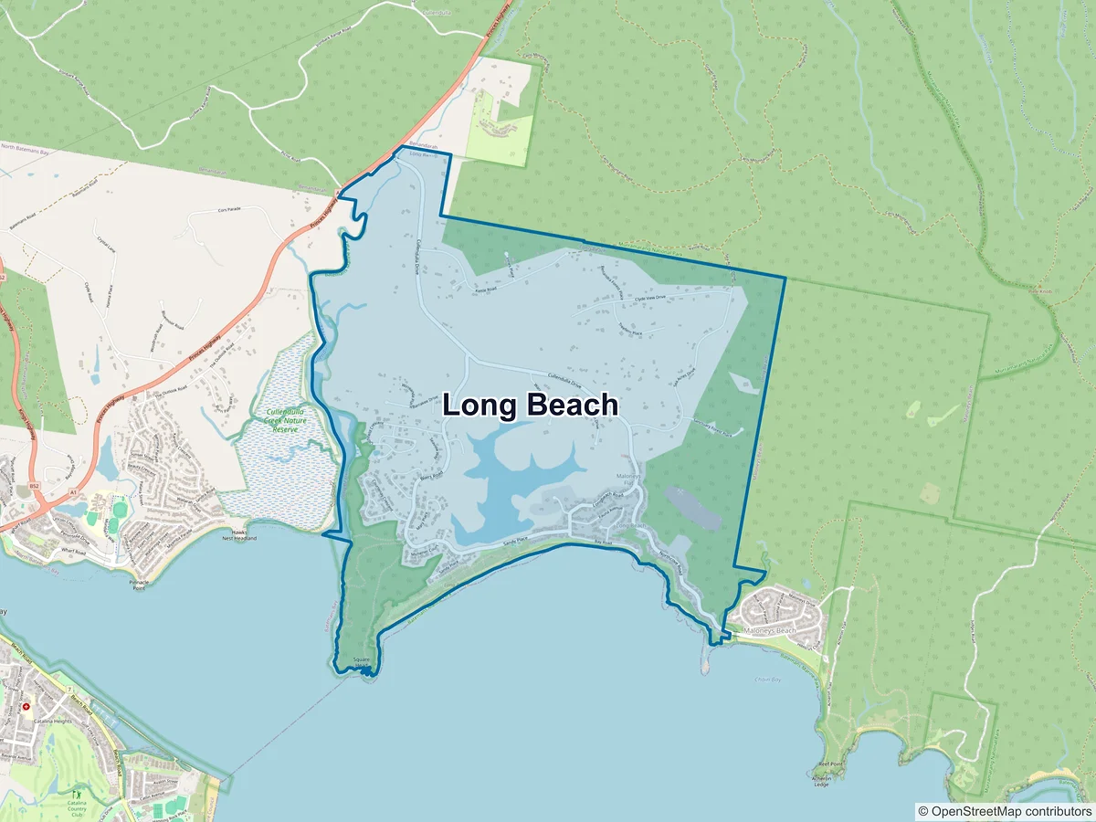 Map of Long Beach, NSW, Australia