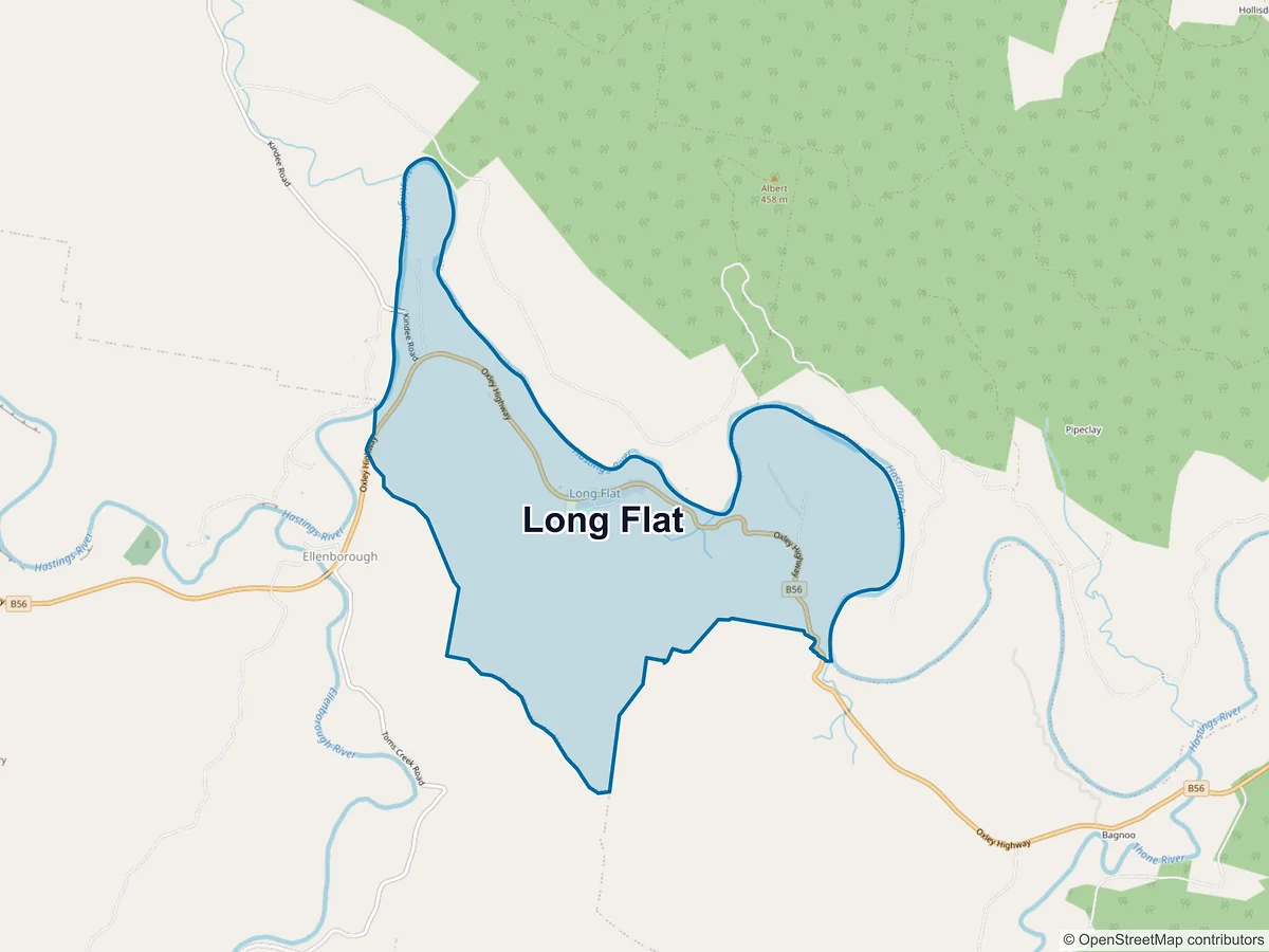 Map of Long Flat, NSW, Australia