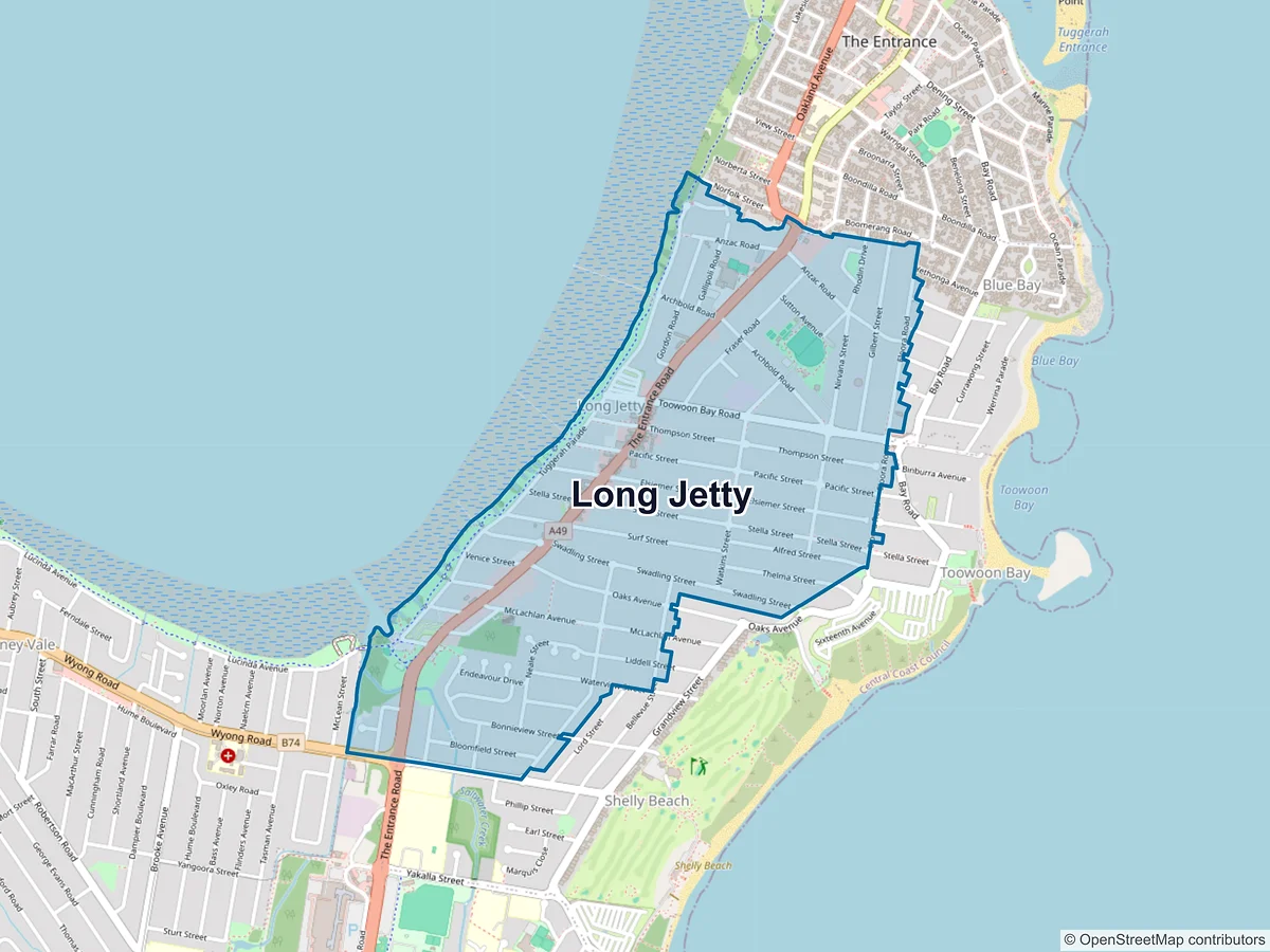 Map of Long Jetty, NSW, Australia