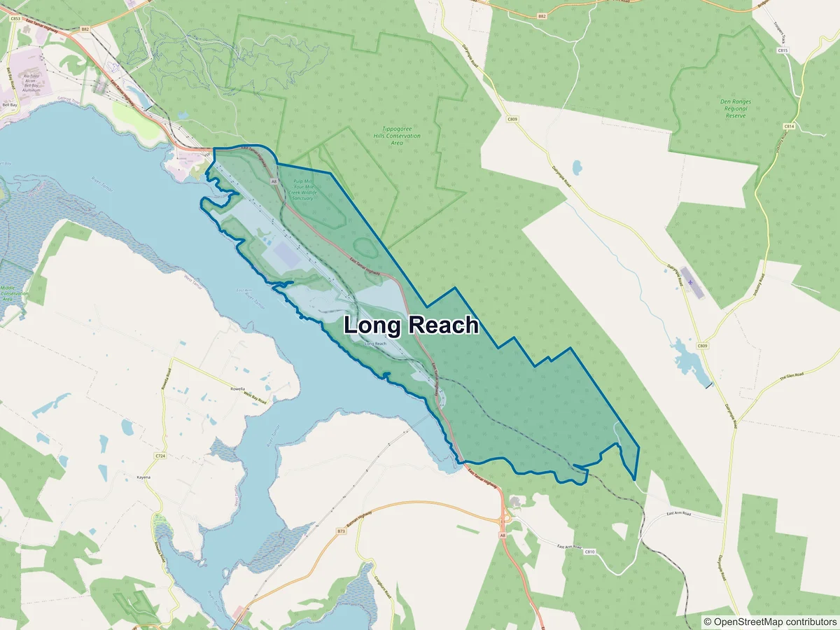 Map of Long Reach, TAS, Australia