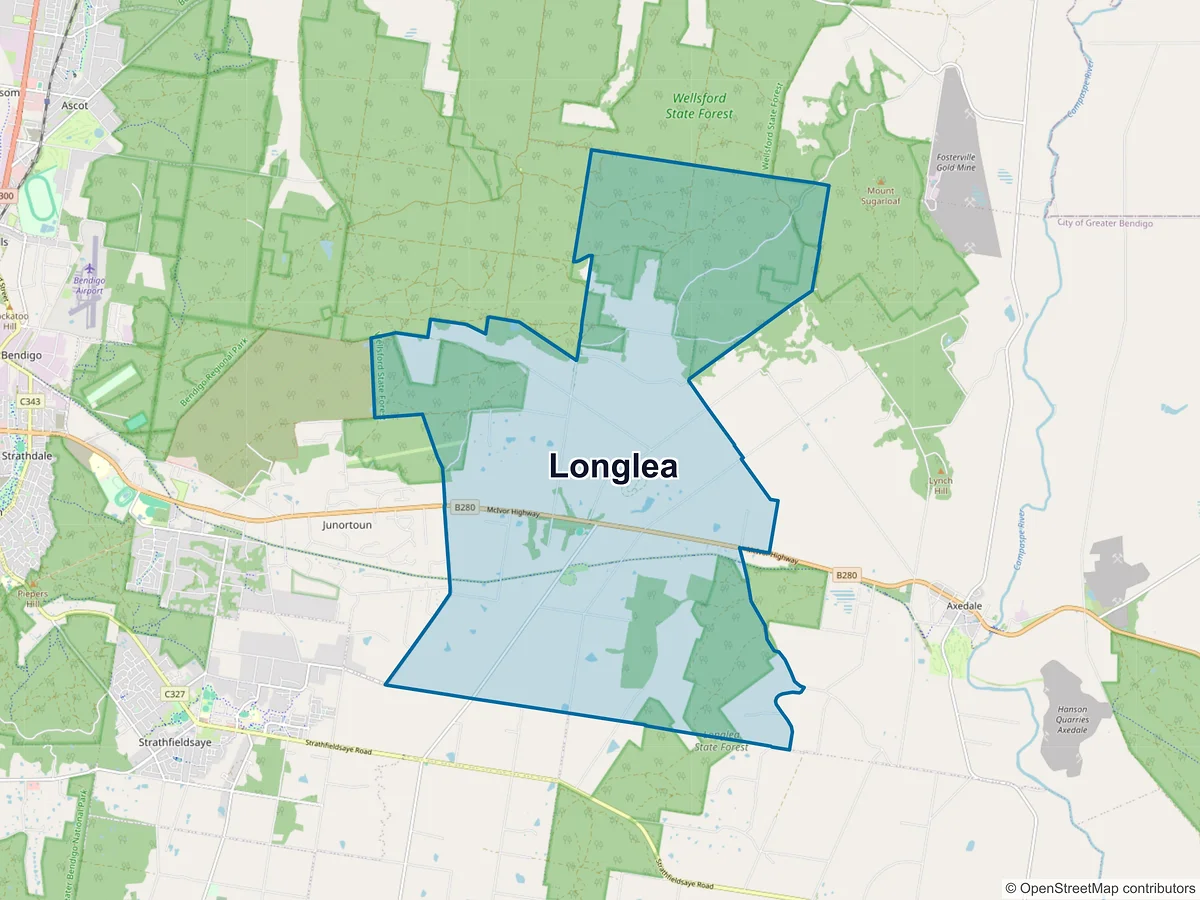Map of Longlea, VIC, Australia