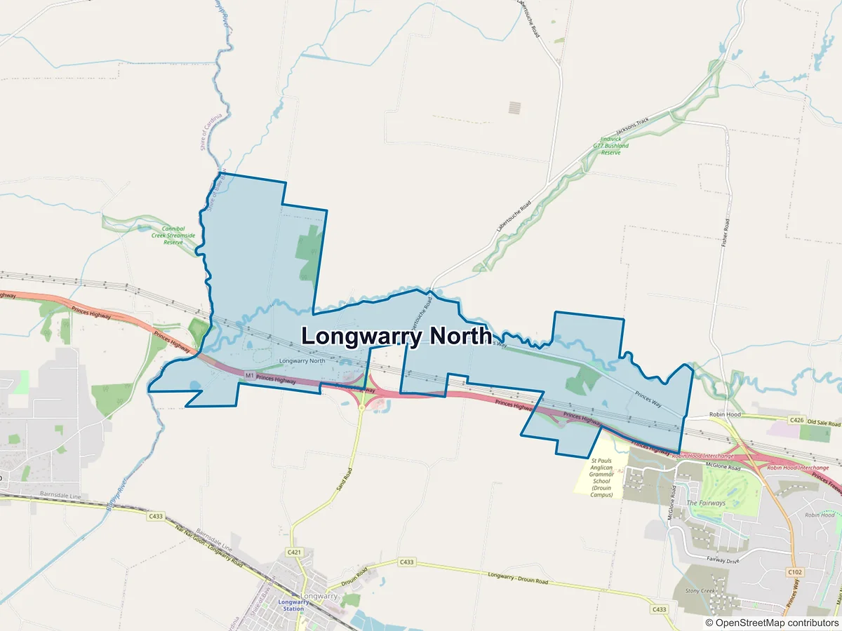 Map of Longwarry North, VIC, Australia