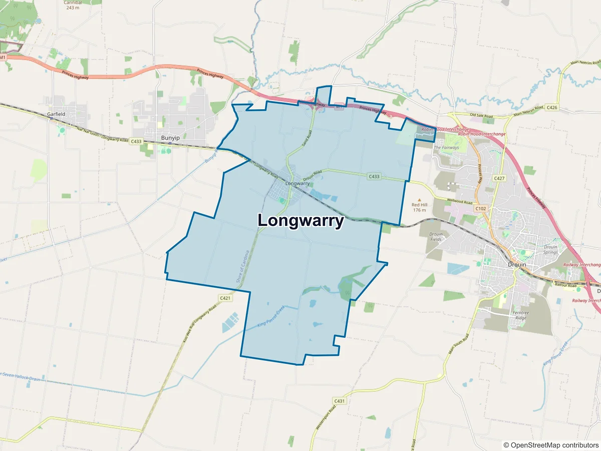 Map of Longwarry, VIC, Australia
