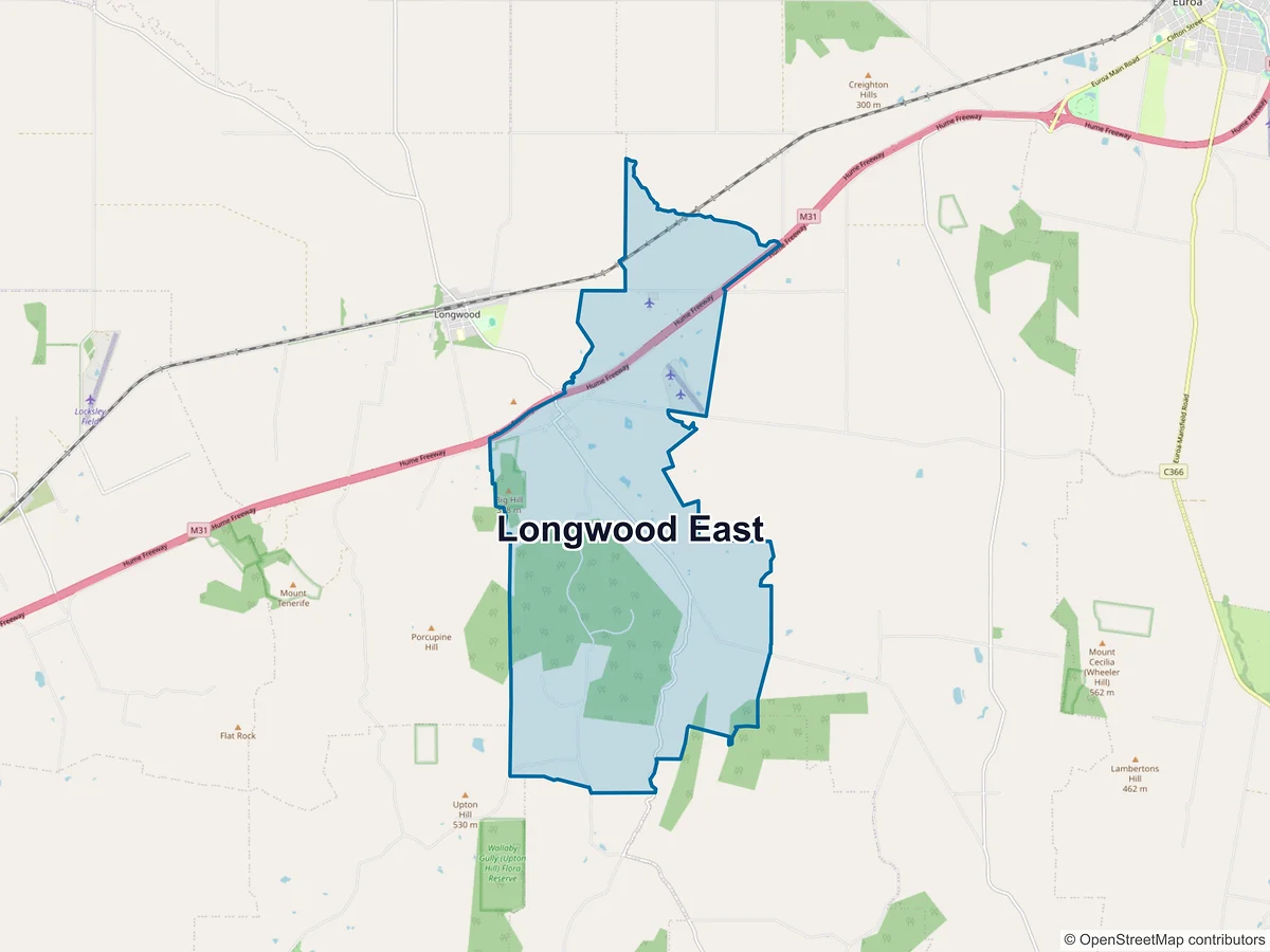 Map of Longwood East, VIC, Australia