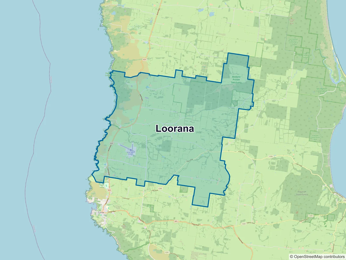 Map of Loorana, TAS, Australia