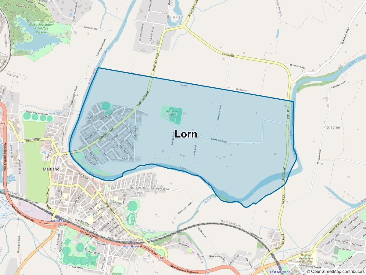 Map of Lorn, NSW, Australia