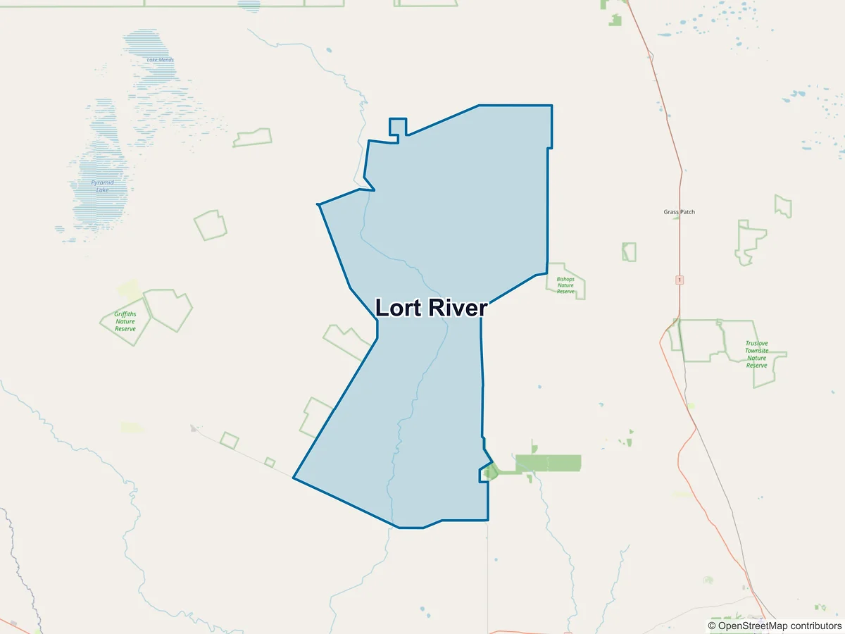 Map of Lort River, WA, Australia