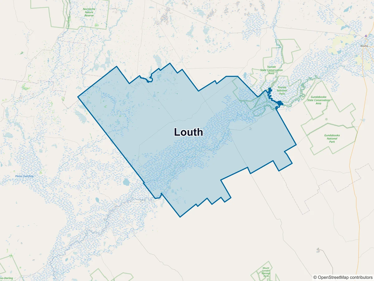 Map of Louth, NSW, Australia