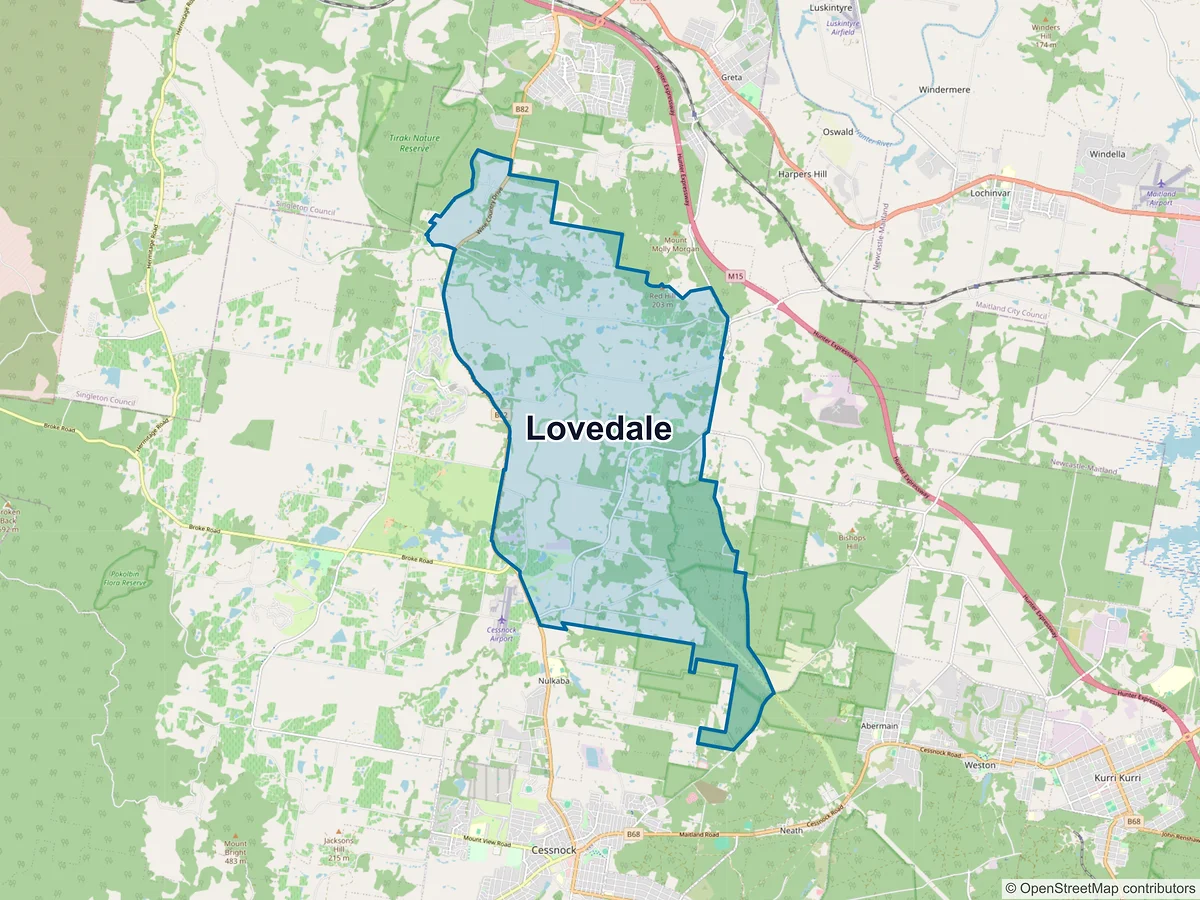 Map of Lovedale, NSW, Australia