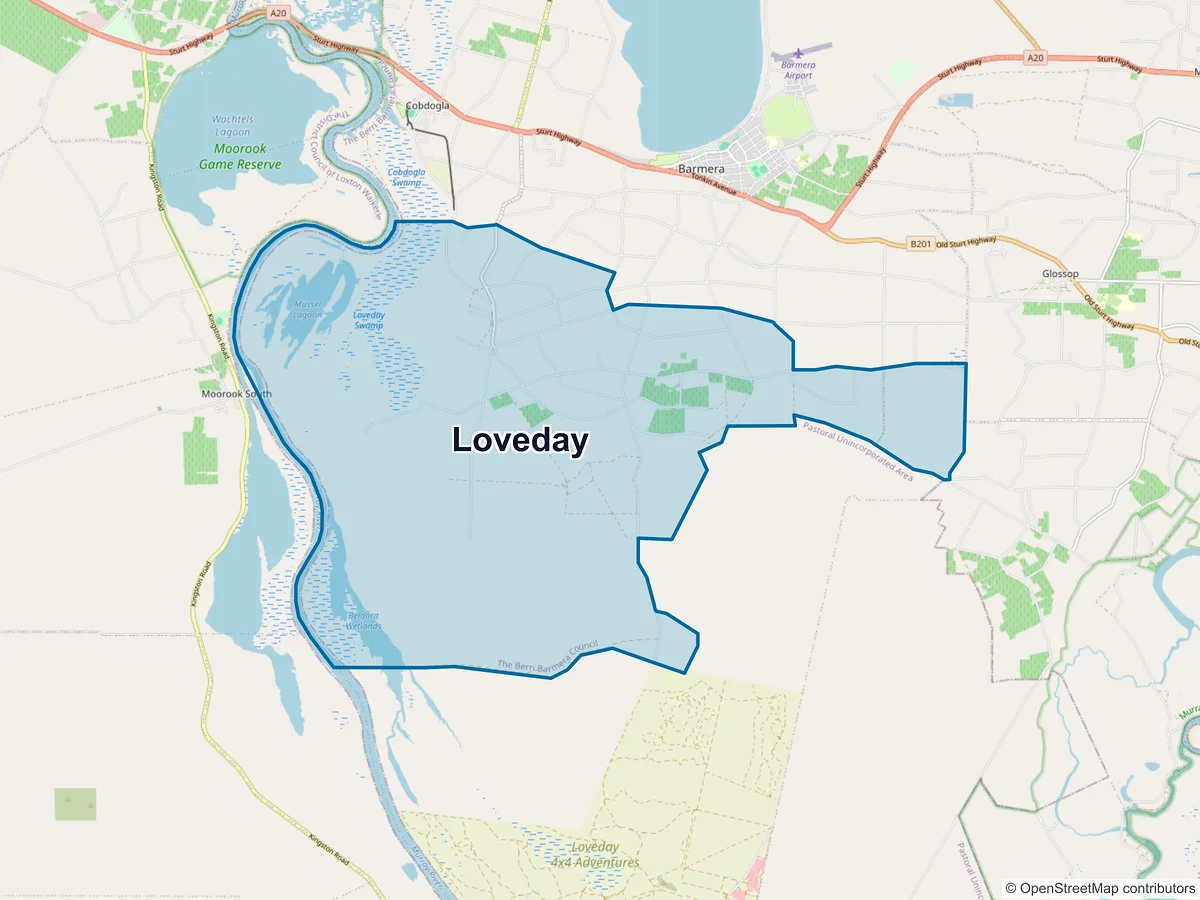Map of Loveday, SA, Australia