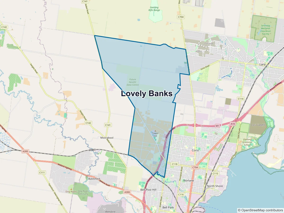 Map of Lovely Banks, VIC, Australia
