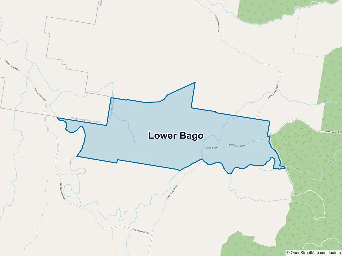 Map of Lower Bago, NSW, Australia