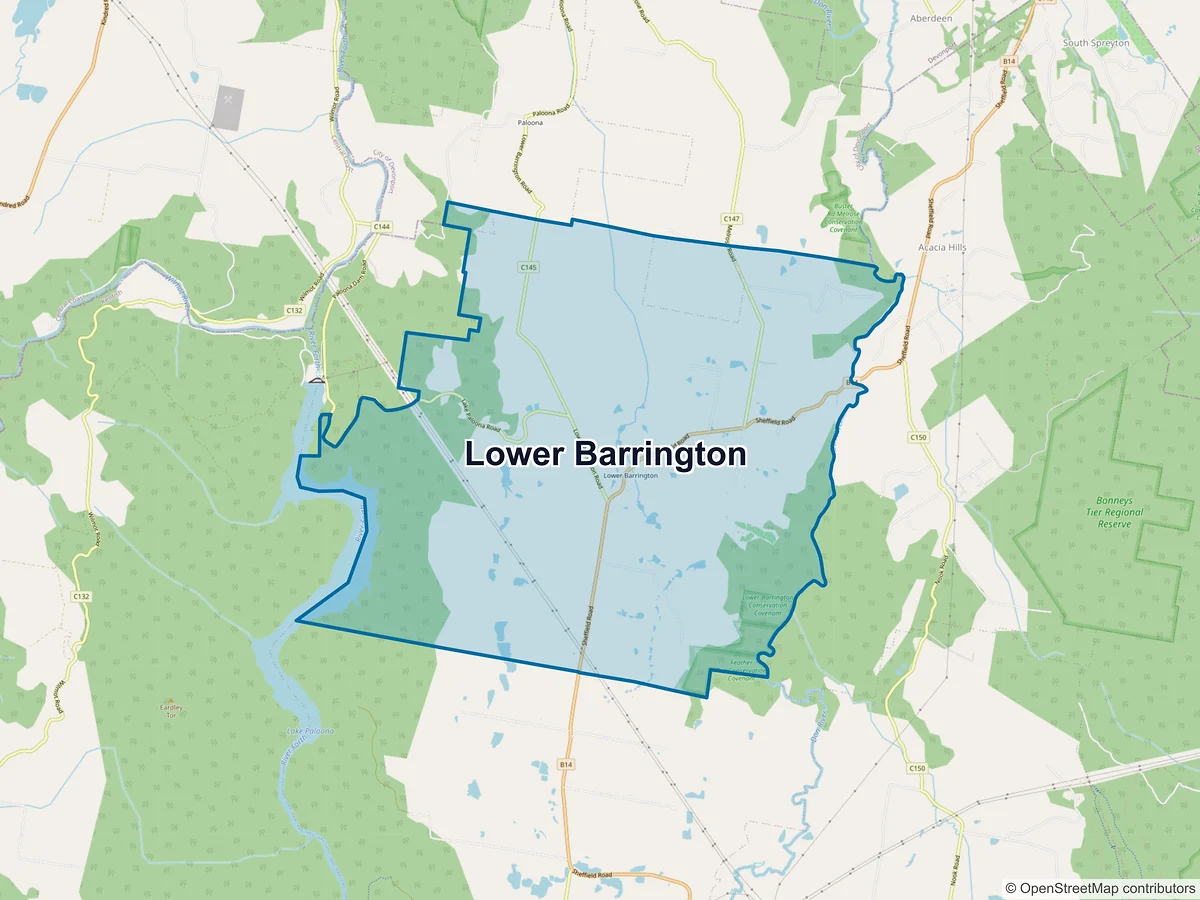 Map of Lower Barrington, TAS, Australia