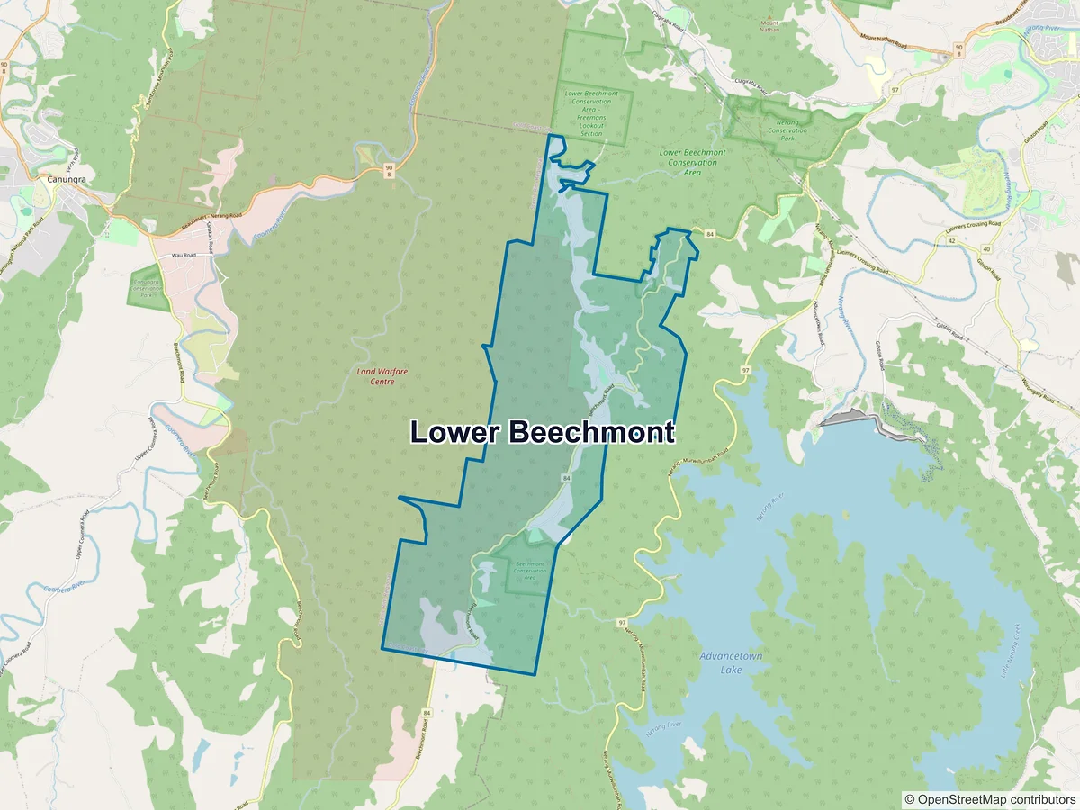 Map of Lower Beechmont, QLD, Australia