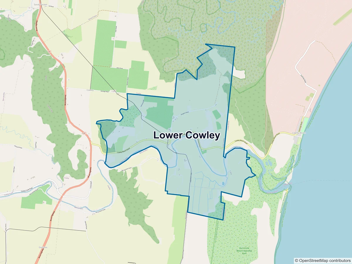 Map of Lower Cowley, QLD, Australia