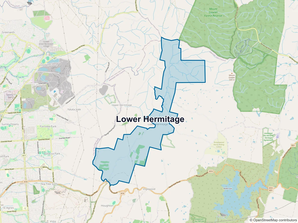 Map of Lower Hermitage, SA, Australia