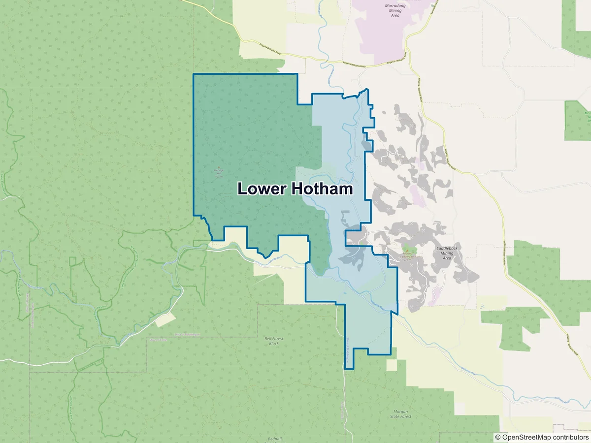 Map of Lower Hotham, WA, Australia
