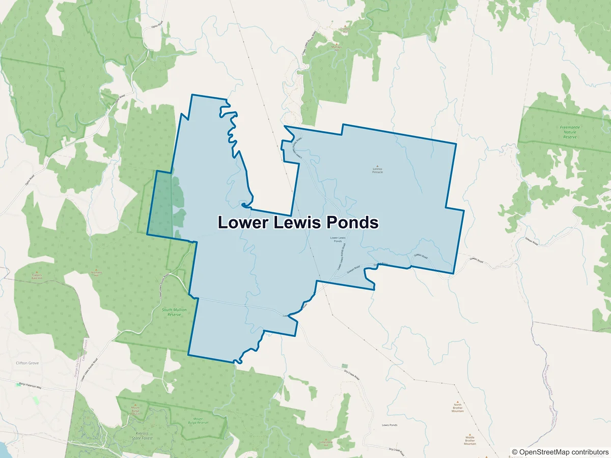 Map of Lower Lewis Ponds, NSW, Australia