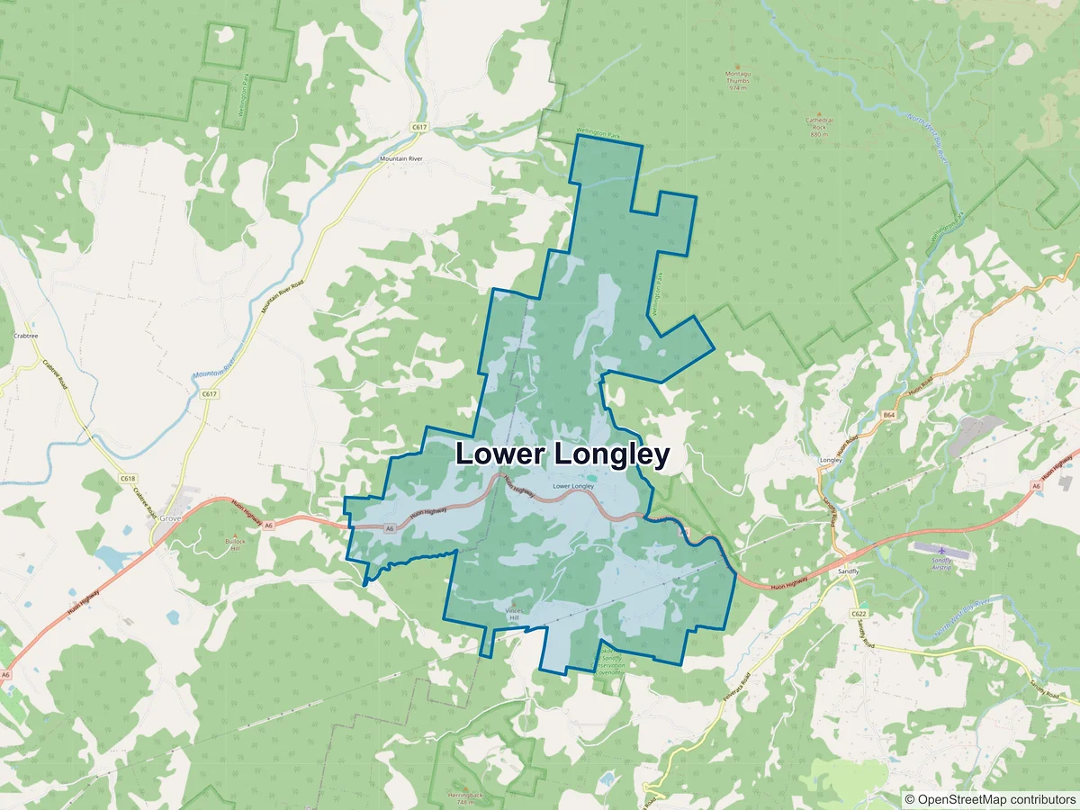 Map of Lower Longley, TAS, Australia